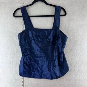 Lucie Ann II Medium Silky Satin Top Pleated Midnight Blue USA Vintage Square Box